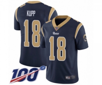 Men's Los Angeles Rams #18 Cooper Kupp Navy Blue Team Color Vapor Untouchable Limited Player 100th Season Football Jersey