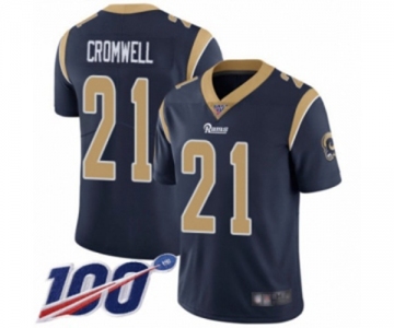 Men's Los Angeles Rams #21 Nolan Cromwell Navy Blue Team Color Vapor Untouchable Limited Player 100th Season Football Jersey