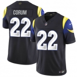 Men's Los Angeles Rams #22 Blake Corum midnight blue 2025 F.U.S.E. “Rivalries” Vapor Limited Stitched Football Jersey Men's Los Angeles Rams #22 Blake Corum midnight blue 2025 F.U.S.E. “Rivalries” Vapor Limited Stitched Football Jersey