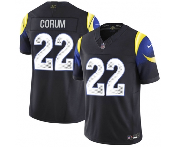 Men's Los Angeles Rams #22 Blake Corum midnight blue 2025 F.U.S.E. “Rivalries” Vapor Limited Stitched Football Jersey