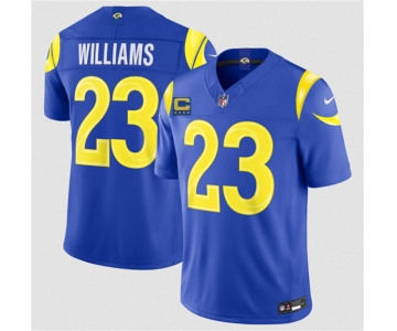 Men's Los Angeles Rams #23 Kyren Williams Royal 2026 F.U.S.E. 4-Star C Patch Vapor Limited Football Stitched Jersey