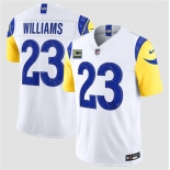 Men's Los Angeles Rams #23 Kyren Williams White 2026 F.U.S.E. 4-Star C Patch Vapor Limited Football Stitched Jersey