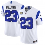 Men's Los Angeles Rams #23 Kyren Williams White 2026 F.U.S.E. With 4- Star C Patch Vapor Limited Football Stitched Jersey Men's Los Angeles Rams #23 Kyren Williams White 2026 F.U.S.E. With 4- Star C Patch Vapor Limited Football Stitched Jersey