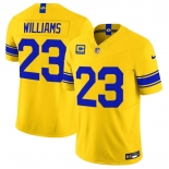 Men's Los Angeles Rams #23 Kyren Williams Yellow 2026 F.U.S.E. With 4- Star C Patch Vapor Limited Football Stitched Jersey Men's Los Angeles Rams #23 Kyren Williams Yellow 2026 F.U.S.E. With 4- Star C Patch Vapor Limited Football Stitched Jersey