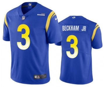 Men's Los Angeles Rams #3 Odell Beckham Jr. 2021 Royal Vapor Untouchable Limited Stitched Football Jersey