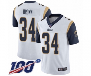 Men's Los Angeles Rams #34 Malcolm Brown White Vapor Untouchable Limited Player 100th Season Football Jersey