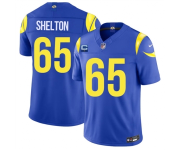 Men's Los Angeles Rams #65 Coleman Shelton Royal 2026 F.U.S.E. 1-Star C Patch Vapor Limited Football Stitched Jersey