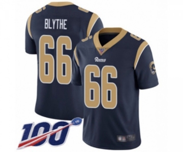 Men's Los Angeles Rams #66 Austin Blythe Navy Blue Team Color Vapor Untouchable Limited Player 100th Season Football Jersey