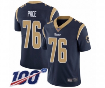 Men's Los Angeles Rams #76 Orlando Pace Navy Blue Team Color Vapor Untouchable Limited Player 100th Season Football Jersey