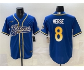 Men's Los Angeles Rams #8 Jared Verse Royal Cool Base Stitched Baseball Jersey