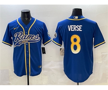 Men's Los Angeles Rams #8 Jared Verse Royal Cool Base Stitched Baseball Jersey