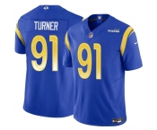 Men's Los Angeles Rams #91 Kobie Turner Blue 2025 F.U.S.E. Vapor Untouchable Football Stitched Jersey