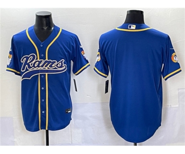 Men's Los Angeles Rams Blank Royal Cool Base Stitched Baseball Jersey