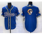 Men's Los Angeles Rams Team Logo Royal Cool Base Stitched Baseball Jersey
