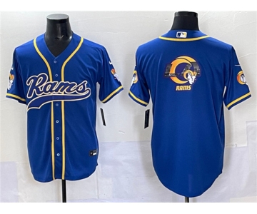 Men's Los Angeles Rams Team Logo Royal Cool Base Stitched Baseball Jersey