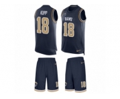 Men's Nike Los Angeles Rams #18 Cooper Kupp Limited Navy Blue Tank Top Suit NFL Jersey