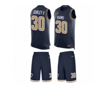 Men's Nike Los Angeles Rams #30 Todd Gurley Limited Navy Blue Tank Top Suit NFL Jersey