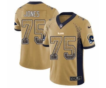 Men's Nike Los Angeles Rams #75 Deacon Jones Limited Gold Rush Drift Fashion NFL Jersey