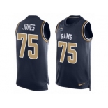 Men's Nike Los Angeles Rams #75 Deacon Jones Limited Navy Blue Player Name & Number Tank Top NFL Jersey