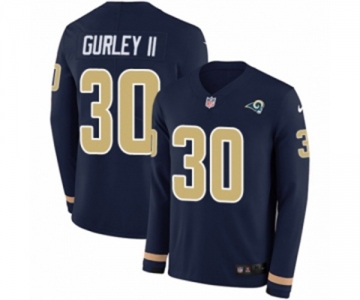 Nike Los Angeles Rams #30 Todd Gurley Limited Navy Blue Therma Long Sleeve NFL Jersey