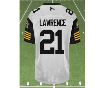 CFL Hamilton tiger cats #21 LAWRENCE Crested Away White Jersey