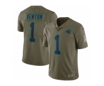 Men Nike Carolina Panthers #1 Cam Newton Limited Olive 2017 Salute to Service NFL Jersey