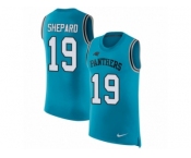 Men Nike Carolina Panthers #19 Russell Shepard Blue Rush Player Name & Number Tank Top NFL Jersey