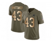 Men Nike Carolina Panthers #43 Fozzy Whittaker Limited Olive Gold 2017 Salute to Service NFL Jersey