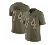 Men Nike Carolina Panthers #74 Daeshon Hall Limited Olive Camo 2017 Salute to Service NFL Jersey