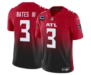 Men's Atlanta Falcons #3 Jesse Bates III Red Black 2025 F.U.S.E With 4-Star C Patch Vapor Untouchable Limited Football Stitched Jersey