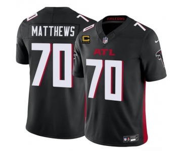 Men's Atlanta Falcons #70 Jake Matthews Black 2025 F.U.S.E With 4-Star C Patch Vapor Untouchable Limited Football Stitched Jersey