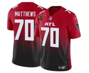 Men's Atlanta Falcons #70 Jake Matthews Red Black 2025 F.U.S.E With 4-Star C Patch Vapor Untouchable Limited Football Stitched Jersey