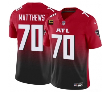 Men's Atlanta Falcons #70 Jake Matthews Red Black 2025 F.U.S.E With 4-Star C Patch Vapor Untouchable Limited Football Stitched Jersey