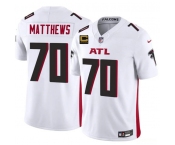 Men's Atlanta Falcons #70 Jake Matthews White 2025 F.U.S.E With 4-Star C Patch Vapor Untouchable Limited Football Stitched Jersey