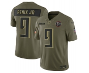 Men's Atlanta Falcons #9 Michael Penix Jr. Olive 2025 Salute to Service Limited Football Stitched Jersey