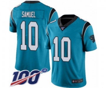 Men's Carolina Panthers #10 Curtis Samuel Limited Blue Rush Vapor Untouchable 100th Season Football Jersey