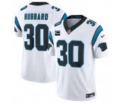 Men's Carolina Panthers #30 Chuba Hubbard White 2026 F.U.S.E. 1-Star C Patch Vapor Limited Football Stitched Jersey Men's Carolina Panthers #30 Chuba Hubbard White 2026 F.U.S.E. 1-Star C Patch Vapor Limited Football Stitched Jersey
