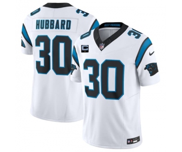 Men's Carolina Panthers #30 Chuba Hubbard White 2026 F.U.S.E. 1-Star C Patch Vapor Limited Football Stitched Jersey