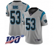 Men's Carolina Panthers #53 Brian Burns Silver Inverted Legend Limited 100th Season Football Jersey