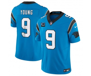 Men's Carolina Panthers #9 Bryce Young Blue 2026 F.U.S.E. 4-Star C Patch Vapor Limited Football Stitched Jersey