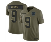 Men's Carolina Panthers #9 Bryce Young Olive 2025 Salute to Service Limited Football Stitched Jersey