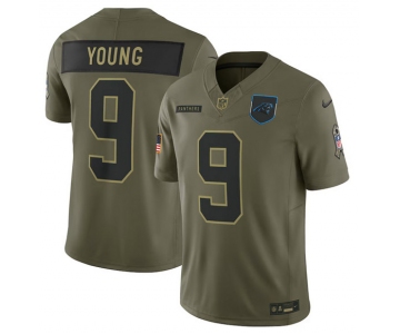 Men's Carolina Panthers #9 Bryce Young Olive 2025 Salute to Service Limited Football Stitched Jersey