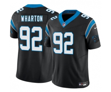 Men's Carolina Panthers #92 Tershawn Wharton Black 2025 F.U.S.E. Vapor Limited Football Stitched Jersey