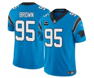 Men's Carolina Panthers #95 Derrick Brown Blue 2026 F.U.S.E. 3-Star C Patch Vapor Limited Football Stitched Jersey