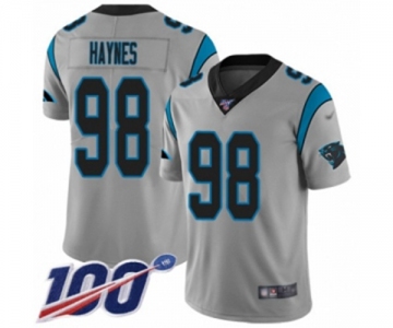 Men's Carolina Panthers #98 Marquis Haynes Silver Inverted Legend Limited 100th Season Football Jersey