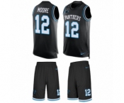 Men's Nike Carolina Panthers #12 DJ Moore Limited Black Tank Top Suit NFL Jersey