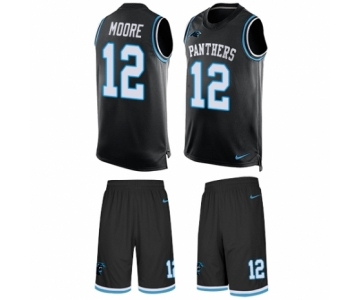 Men's Nike Carolina Panthers #12 DJ Moore Limited Black Tank Top Suit NFL Jersey