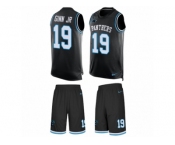 Men's Nike Carolina Panthers #19 Ted Ginn Jr Limited Black Tank Top Suit NFL Jersey