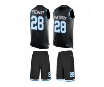 Men's Nike Carolina Panthers #28 Jonathan Stewart Limited Black Tank Top Suit NFL Jersey
