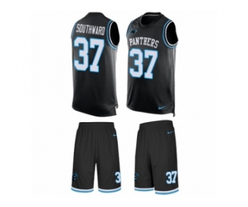 Men's Nike Carolina Panthers #37 Dezmen Southward Limited Black Tank Top Suit NFL Jersey